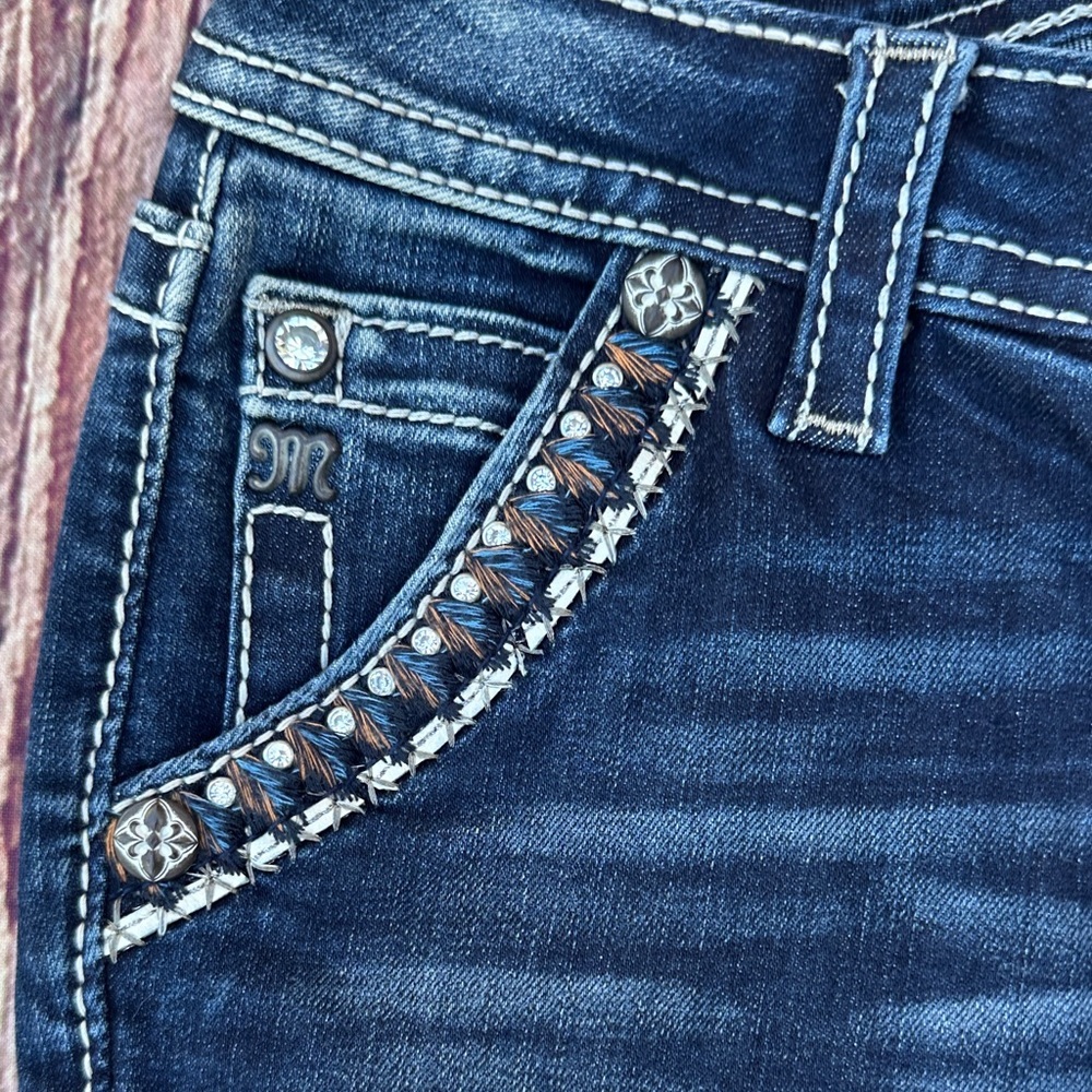 Miss Me Girls Blue Bootcut Jeans - Picture 3 of 12